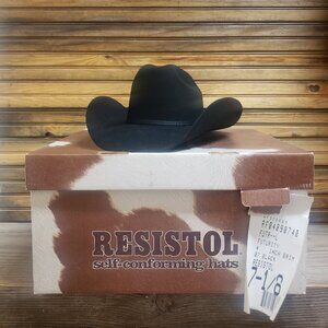 Vintage Resistol Futurity Cowboy Western 4X Beaver Felt Hat Unisex Black 7-1/8